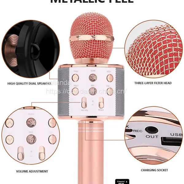 Portable ABS Karaoke Handheld Microphone BT Radio Speaker Consender Handheld Studio Microphone for Smartphone photo-2