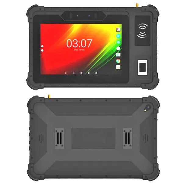 HR867 Hidon OEM 8-дюймовый прочный планшет на Android 11 HR867 с передним NFC-сканером, сканером отпечатываний пальцев, сканером 2D-штрихкодов, UHF RFID, разъемами SMA, RS232 и RJ45