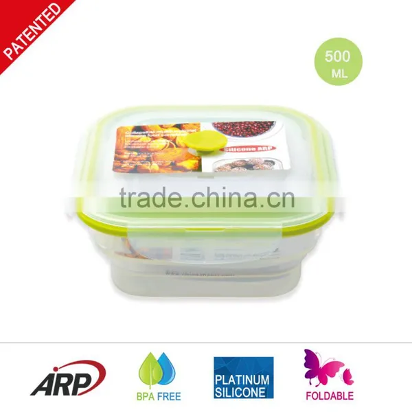 500ML Collapsible BPA Free Silicone Kids Lunch Box