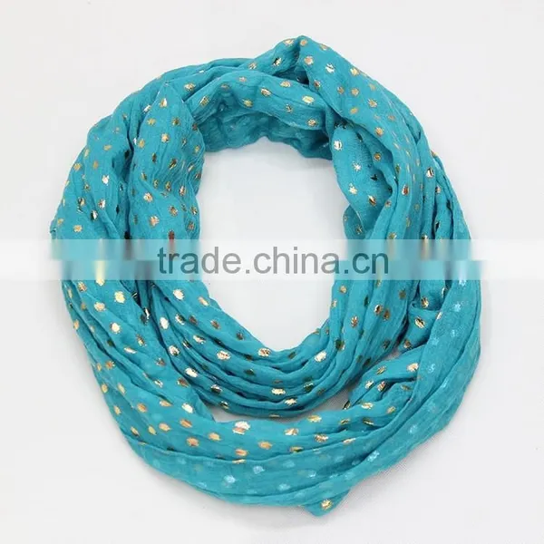 Fashion Women Hijab Shawl Polka Dot Gold Stamping Polyeter Viscose Scarf photo-3
