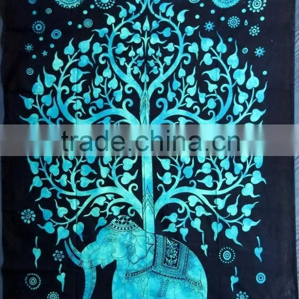 Small Size Multicolored Tapestry Wall Hanging Throw Wholesale Indian Bedsheet photo-2