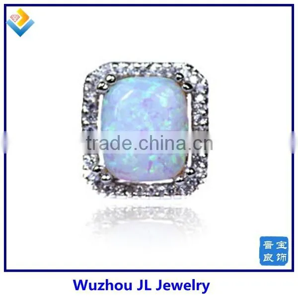 Sterling Silver Rectangular Cut Opal Royal Style Ring