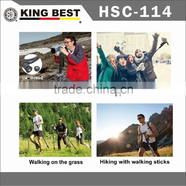 KINGBEST 2016 Carbon Trekking Pole 4-SECTION Nordic Walking Sticks With Phone Holder With Compass Nordic Walking Stick photo-6