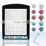 925 Sterling Silver Gold Nose Jewelry With Prong-set Crystals