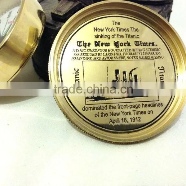 Nautical Brass Titanic Compass - Marine Gift With Leather Box 13530 photo-4