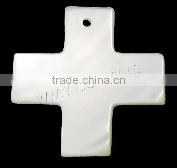 White Cross Natural Freshwater Shell Pendants