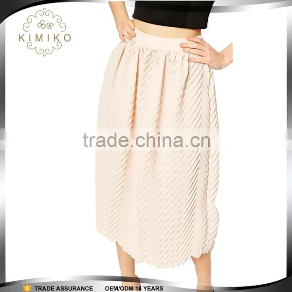 2016 Newest Summer Women Pleat Midi Skirt Customized Design