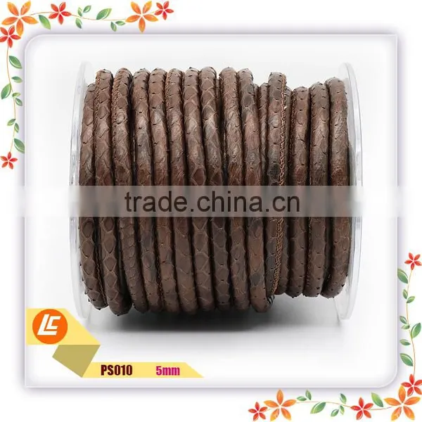 Real 6mm Top-quality Brown Snakeskin Leather Cord for Designed Bracelets photo-3