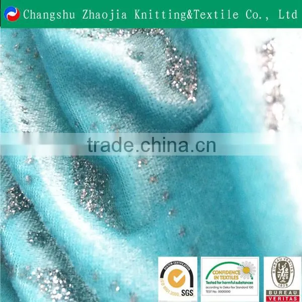 China Manufacturer Polyester Shiny Bronze Sequin Fabric Panne Velvet ZJ012