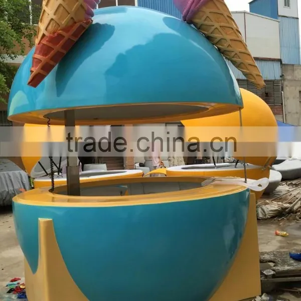 Easy Move Portable Ice Cream Cart for Sale, Fiberglass Hand Made Vending Truck photo-2