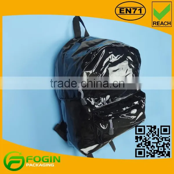 Black Color School Bag With Shining Surface photo-2