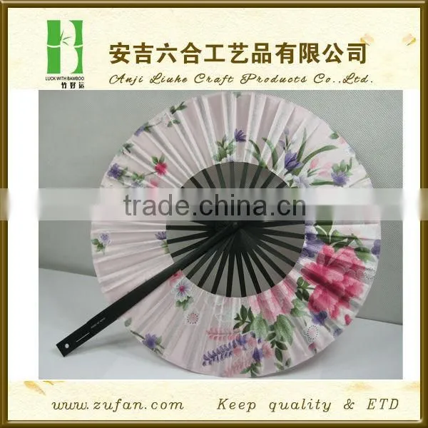 New Hand Made Circle Cloth Bamboo Hand Fan photo-4