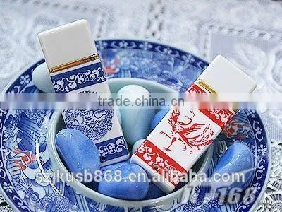 Present blue + white porcelain USB 32GB 2.0 Flash Drive Memory Stick Pen Thumb