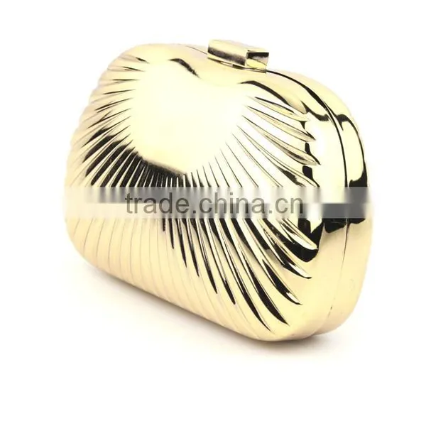 Women's Fashion Bag Unique Design Gold Metal Clutch photo-2