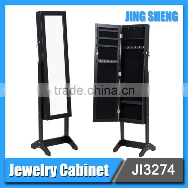 MDF jewelry cabinet mirror ,bedroom black armoire dressing mirror
