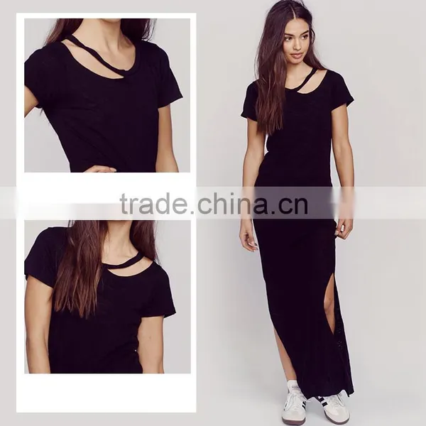 Women's Round Neck Short Sleeve Summer Maxi Dress photo-3