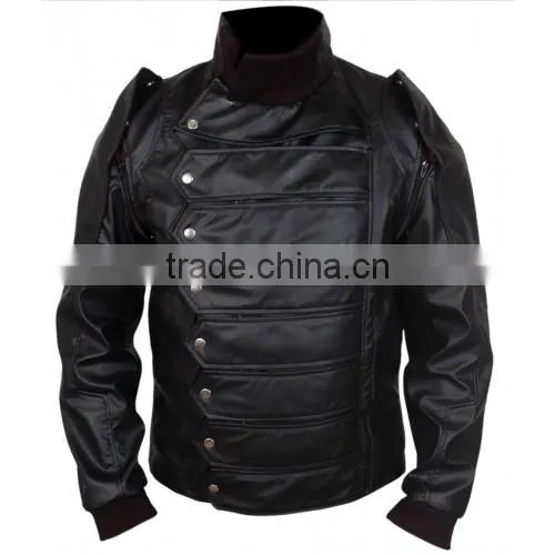 Captain America Costume Leather Jacket,2015 New Arrival Fashion Mens Winter Leather Jackets,2015 High Quality Mens Pu Leather Wa photo-4