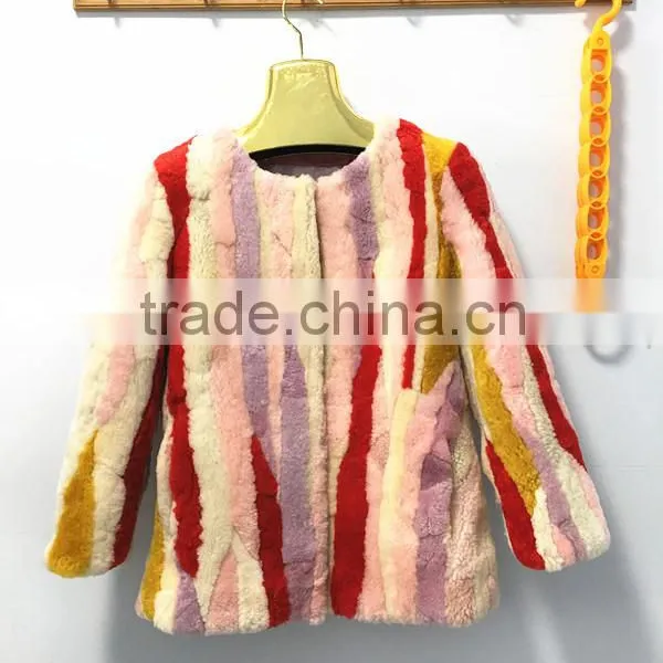 Cheap Price Korea Style Women Short Mixed Color Sheep Fur Coat