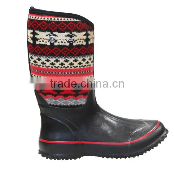 Women's Knit Upper Fashion Neoprene Rain Boots