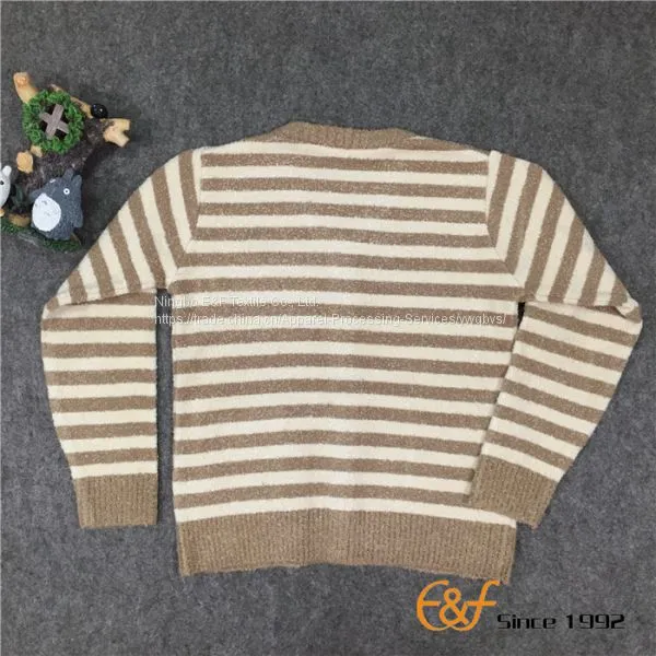 Two-color Strip Long Sleeves Cardigan Sweater for Children
