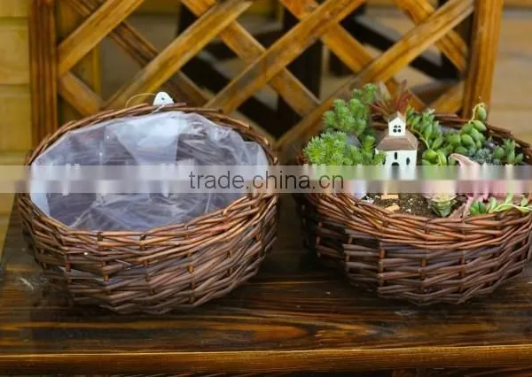 100%Handmade Wicker Wall Hanging Plant Basket Wicker Flower Hanging Basket photo-5