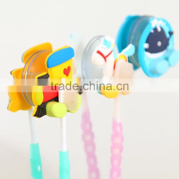 Q054 Soft Silicone Cartoon Small Animal Sucker Single Toothbrush Holder photo-3