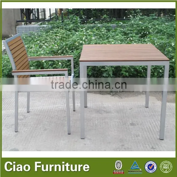 Outdoor Plastic Wood Table Set Garden Coffee Table and Chair photo-3