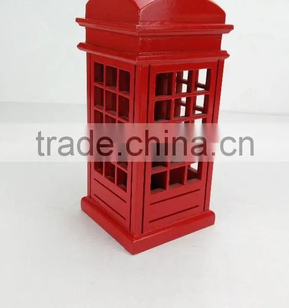 Red Big Telephone Booth Fashion Decor Wooden Money Saving Box photo-4