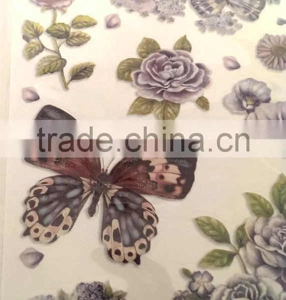 Purple Color Butterfly & Rose Design Sticker, Antique Decorative Shinny Glitter Sticker photo-6