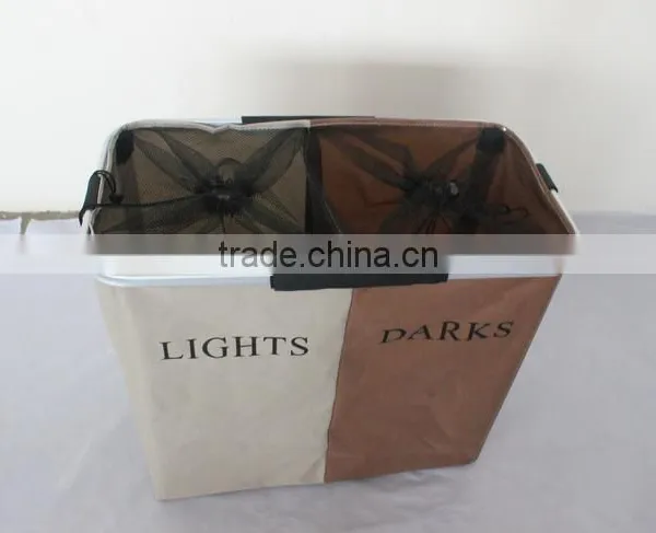 Home and Hotel Usage Double Laundry Sorter /2 Fashionable Light and Dark Basket for Laundry photo-3
