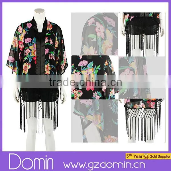 New Fahison Women Printed Kimono Jacket Ladies Cardigan Ladies Silk Kimono photo-4
