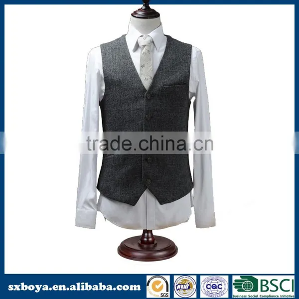 Latest Design Man Charcoal Wool Vest Formal Men's Design Waistcoat 10 Years Experience SGS BSCI