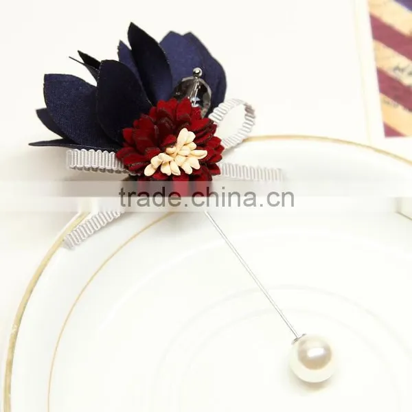Zm53220a Fashion Handmade Cloth Flower Shape Brooches For Wedding Party And Business Suit photo-3