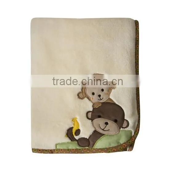 Trade Assurance Applique Velour Throw Custom Baby Swaddle Knitted Soft Cotton Blanket photo-3