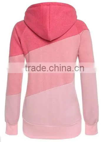 Women Long Sleeve Sport Polo Neck Hoody Contrast Color Pullover Hoodies photo-4