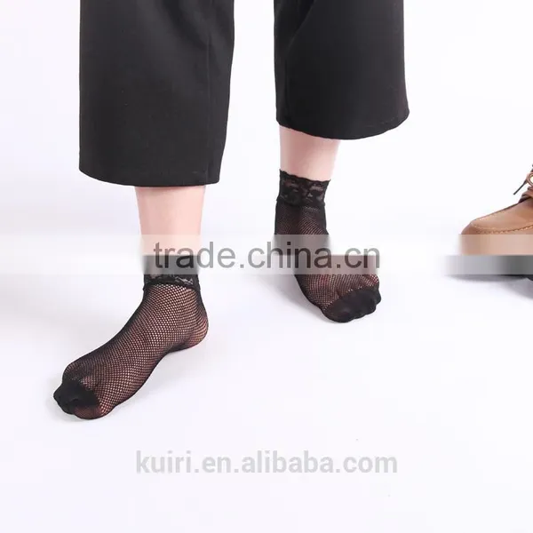 WS-33 Women Lace Ruffle Ankle Sock Soft Comfy Sheer Silk Cotton Elastic Mesh Knit Frill Trim Transparent Women's Socks photo-5