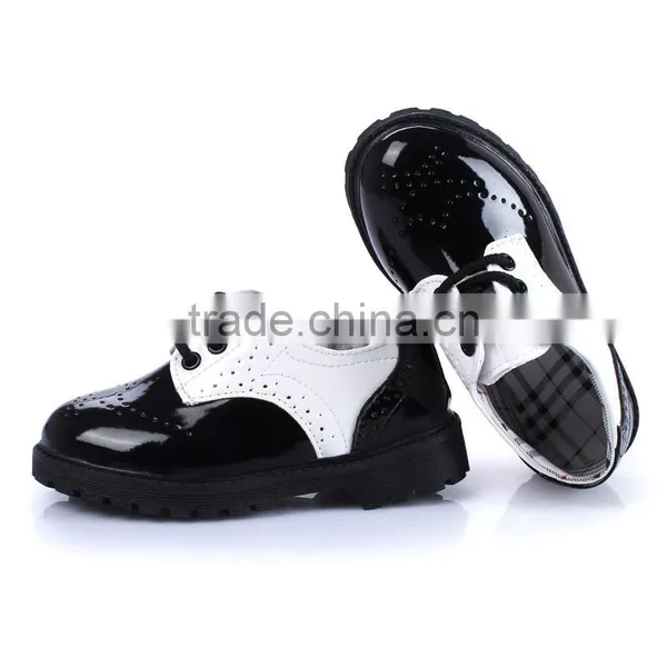 Juqian Custom Best Quality Lace up Leather Black Girl School Shoes 2016 photo-4