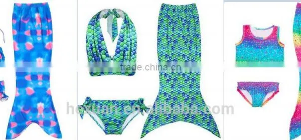 2017 Sexy Swimwear Custom Girl's 3pcs Mermaid Tail Rainbow Princess Bikini Children Bathing Suit Child Cute Swimsuit Kids photo-6