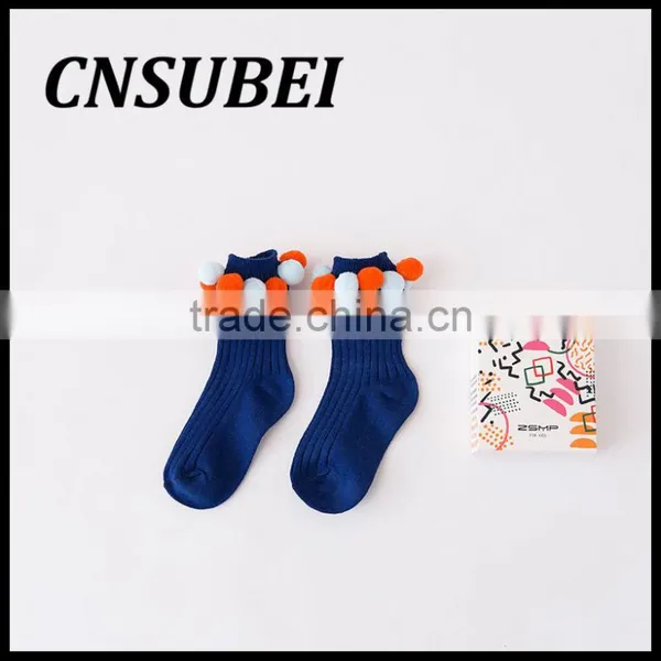 South Korea Cute Travel Children Socks With Cotton Balls,pure Cotton Contrast-color Creative at Home Socks photo-5