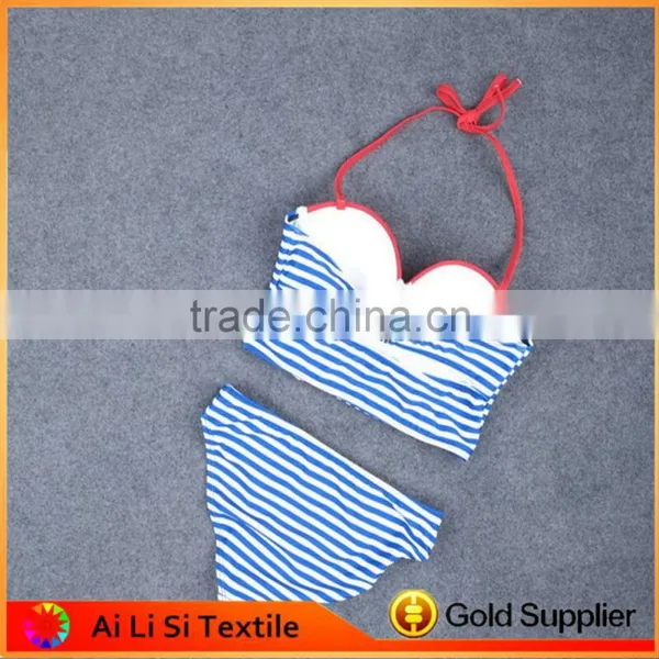 Blue Strip Super Sexy Ladies Bikini Set,Ladies Sexy Mature Bikini Set, Bra Set photo-3