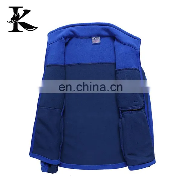 Outdoor Sport Wear Blue Plain Zip up Windbreaker Warm Polar Fleece Jacket for Men photo-3