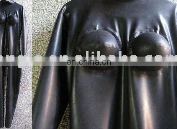 Inflatable Breasts Latex Catsuit