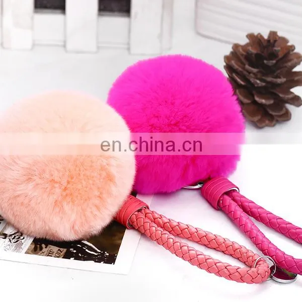 Pu Leather Rope 8cm Pom Pom Keychain Logo Printed Avalibale photo-4