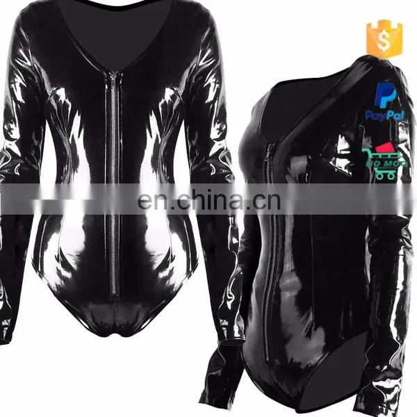 Wholesale Shining Lady Sexy Ziper Cheap Leather PVC Lingerie photo-4