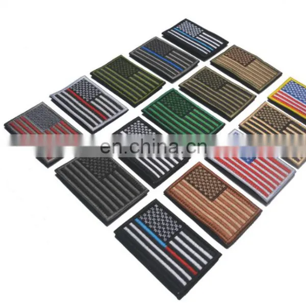 No Minimum Custom Designs Whole Country Flag Embroidery Patch Velcr on Backing for Bag,Hot Sale 3D USA American Flag Embroidery photo-3