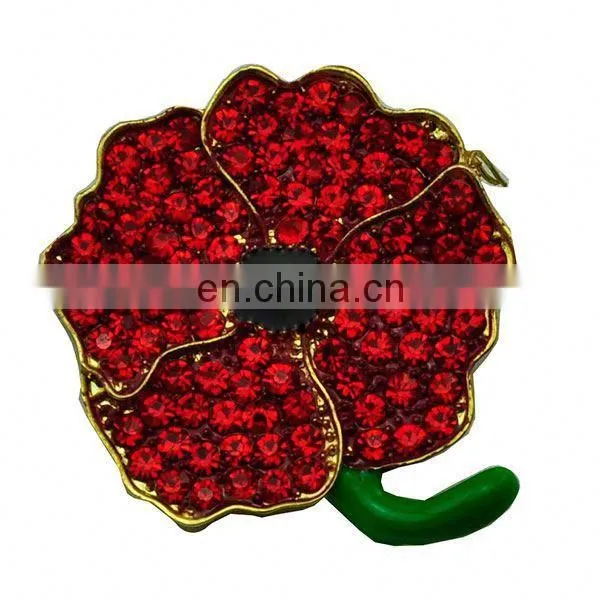 Wholesale Enamel Red Poppy Brooch