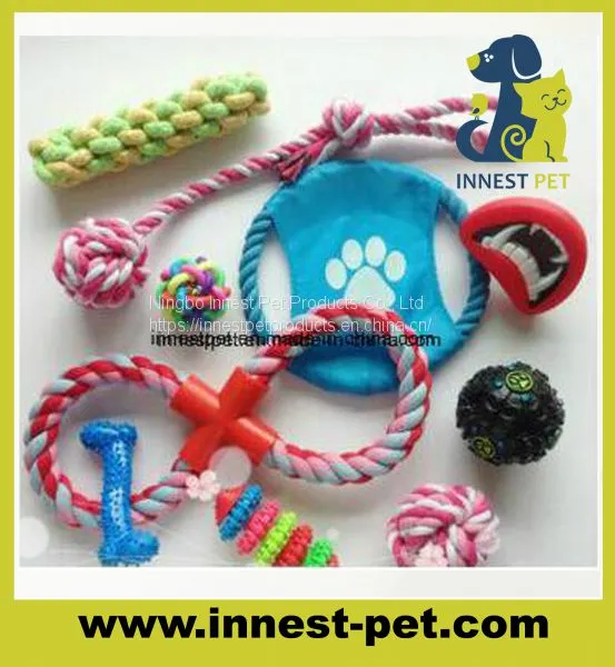 Factory-Direct Multi-Colors Pet Products Supply Plush Cotton-Rope Ball Dumbbell Dog Toy