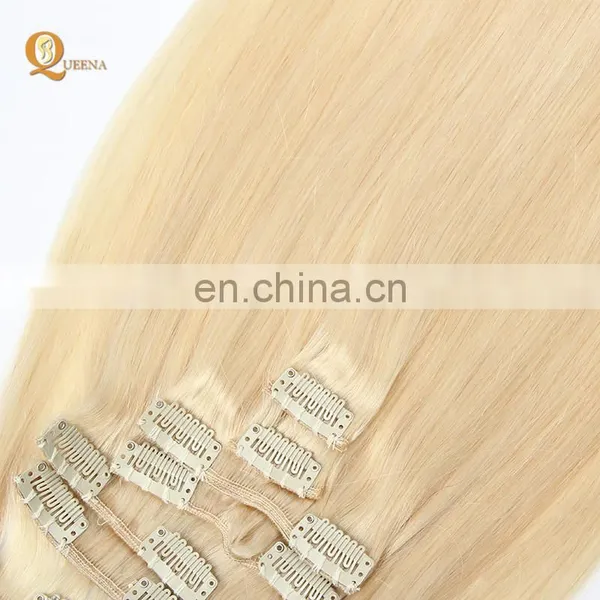 Factory Wholesale Platinum Blonde Indian Human Hair 150g 220g Remy Clip in Hair Extension photo-6