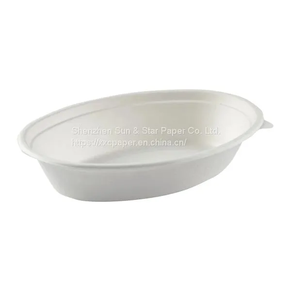 Disposable Oval Bowls: 20oz Compostable Heavy Molded Fiber Oval Bowl SS-SBB820 photo-2