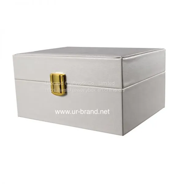 High-end Watch Gift Box White pu Leather Flip Watch Box Spot Wholesale photo-2